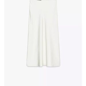 Zara Cream Midi A-Line Skirt for Work